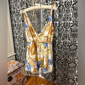 superdown Tropical Leaf Print Jumpsuit
